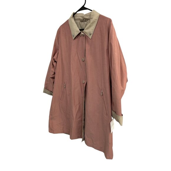 Vintage Womens Reversible Waterproof Trench Coat Zipper Pockets Button Front - Picture 3 of 7